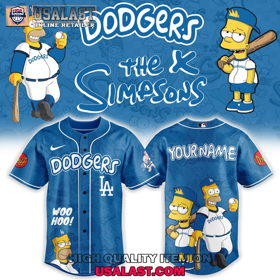 Los Angeles Dodgers Mix The Simpsons Heritage Custom Baseball Jersey