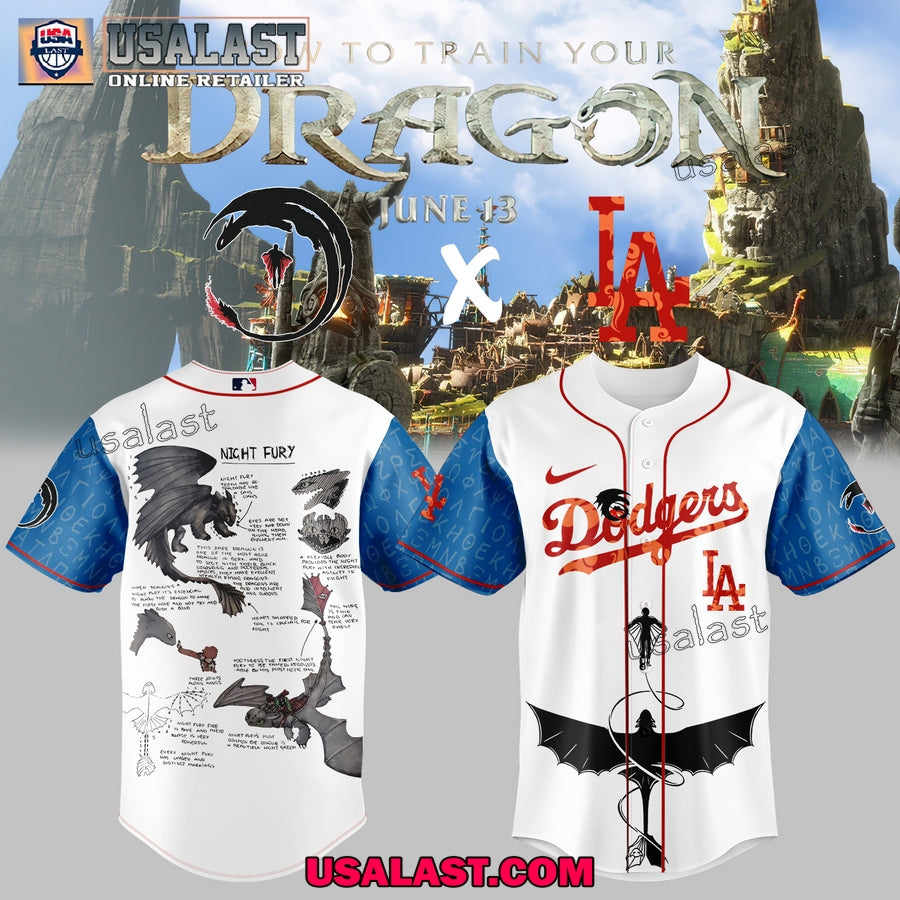 Los Angeles Dodgers Night Fury Dragon Adult Kid Jersey Shirt