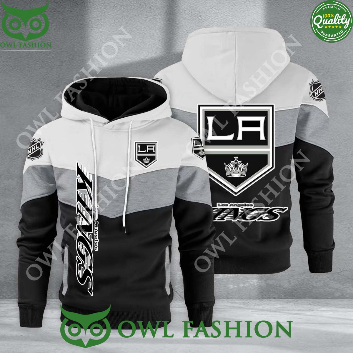 Los Angeles Kings NHL Hockey Black White Printed Hoodie