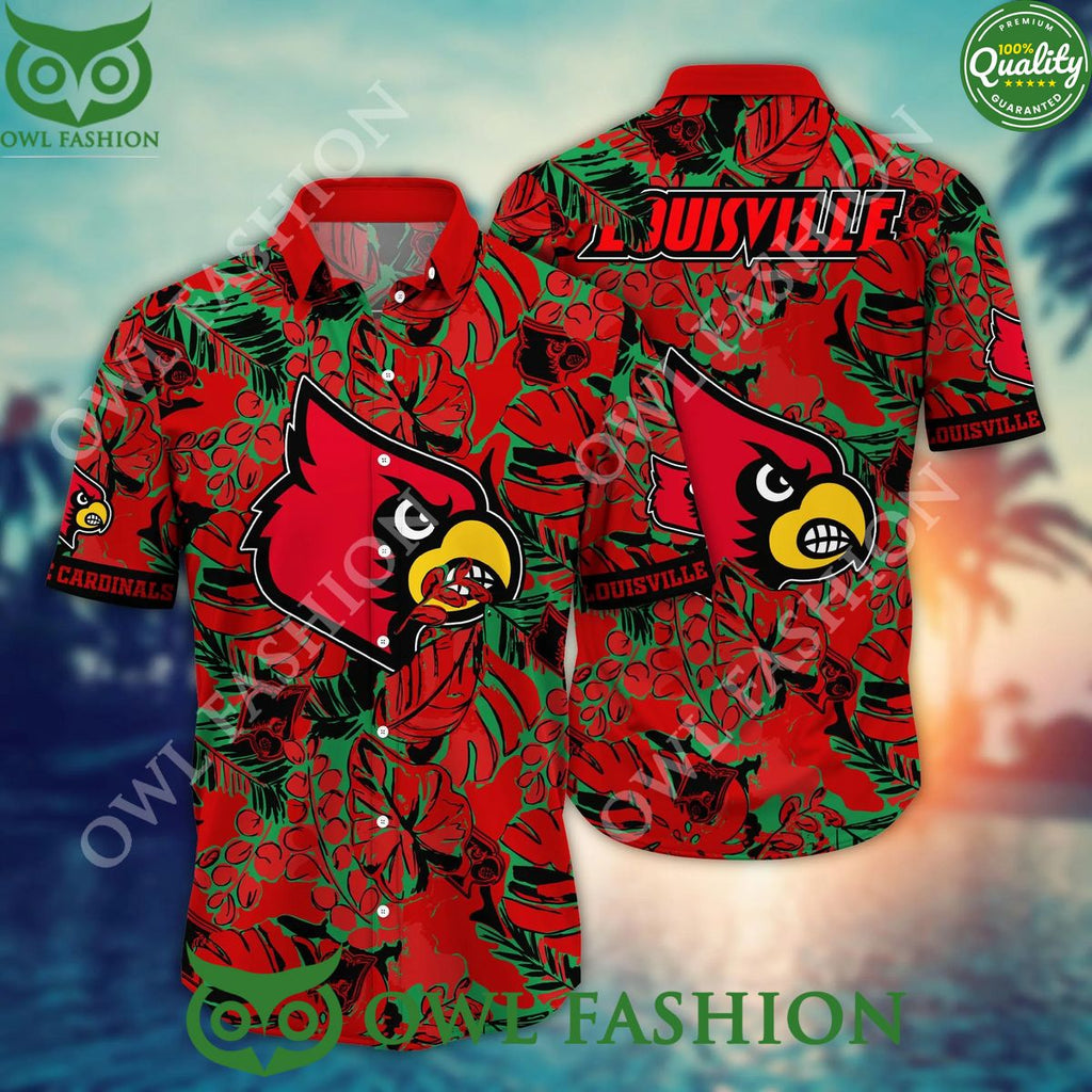 Louisville Cardinals NCAA Hawaiian Shirt Shorts Aloha Palm Tree