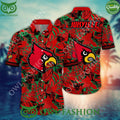 Louisville Cardinals NCAA Hawaiian Shirt Shorts Aloha Palm Tree