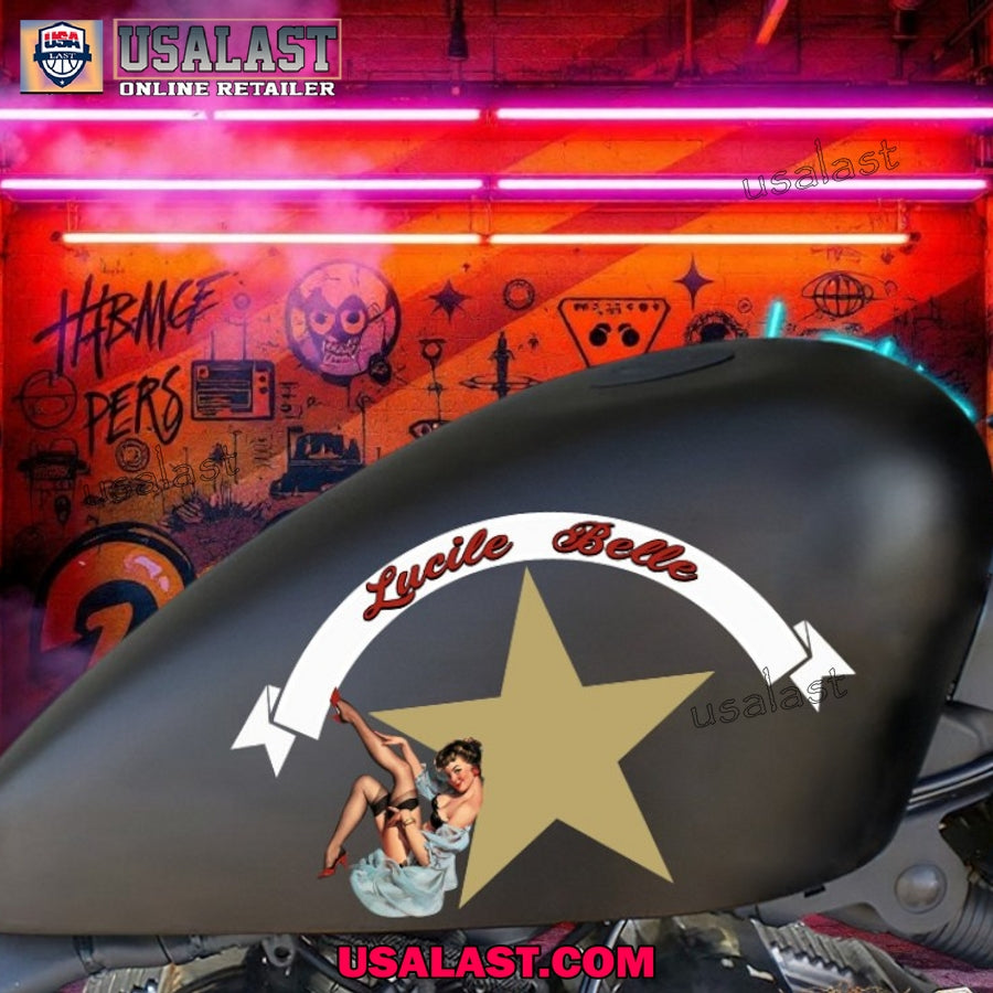 Lucile Belle Girl Motorcycle Custom Text Decal