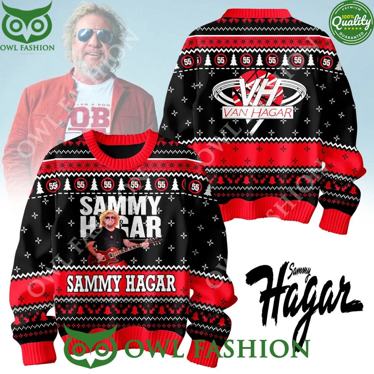 Sammy Hagar I cant drive 55 Red Rocker ugly sweater