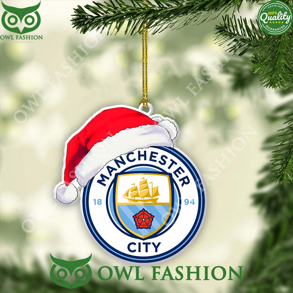 Manchester City Premier League 2-Side Printed Ornament