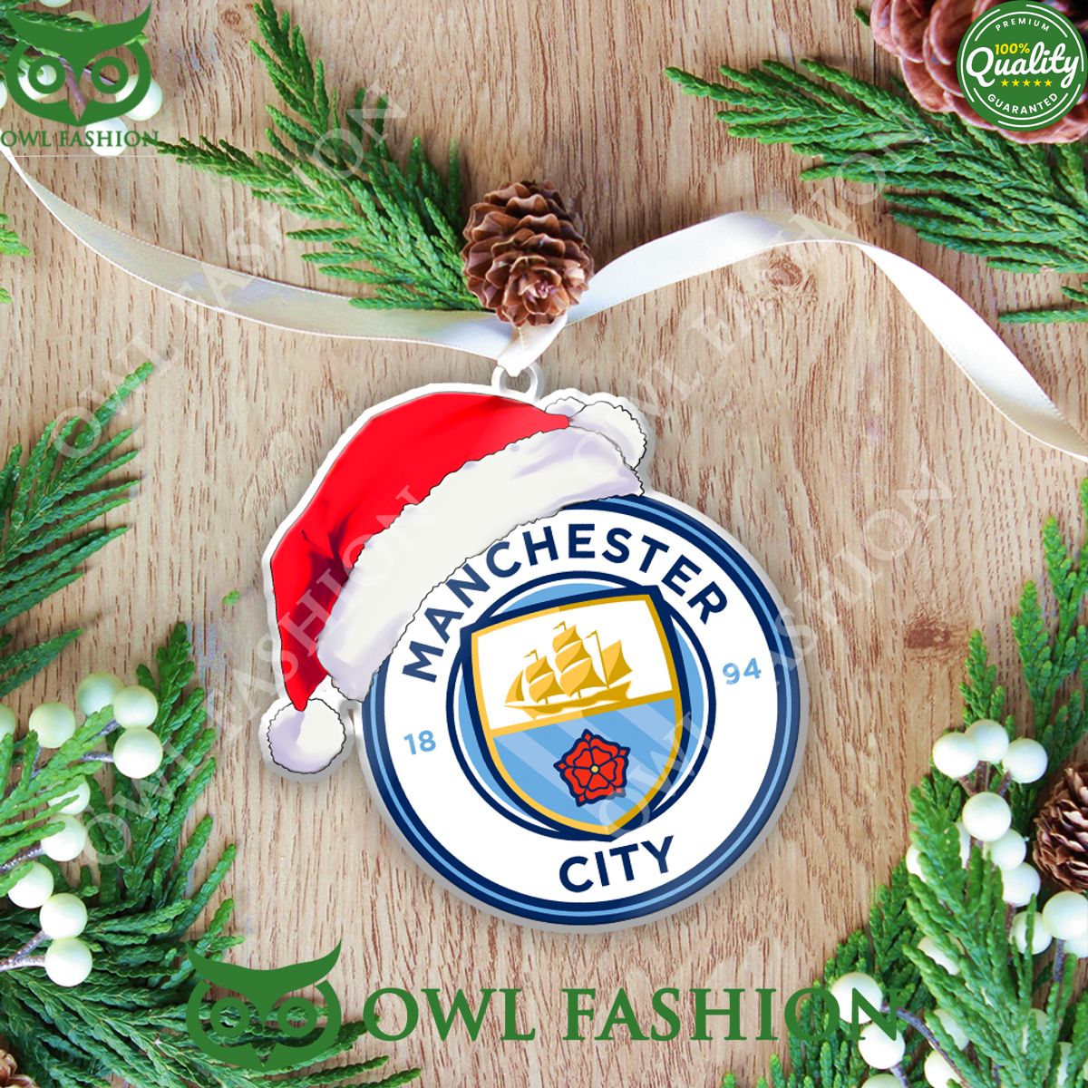 Manchester City Premier League 2-Side Printed Ornament