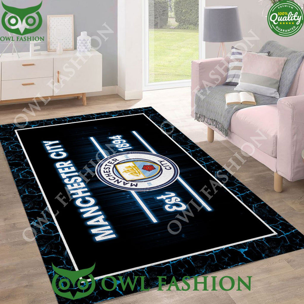 Manchester City Rectangular Est 1894 England Limited Rug Carpet
