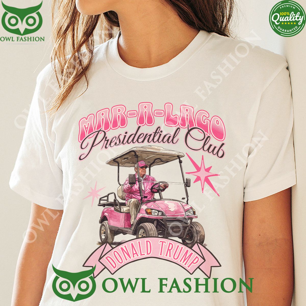 Mar A Lago golf Presidential Club Trump Bright pink t shirt