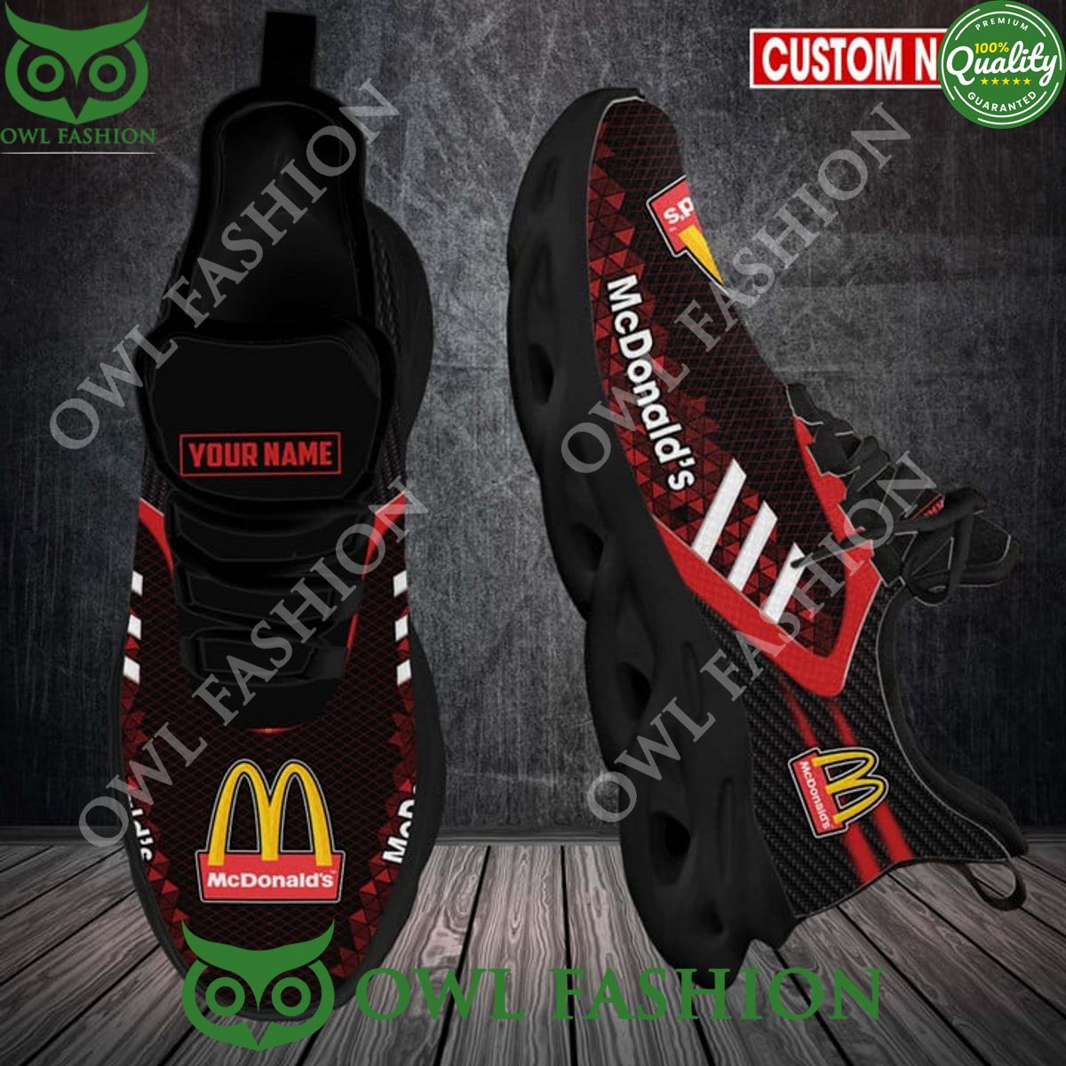 McDonald’s fast food chain red and black Clunky Max soul sneakers
