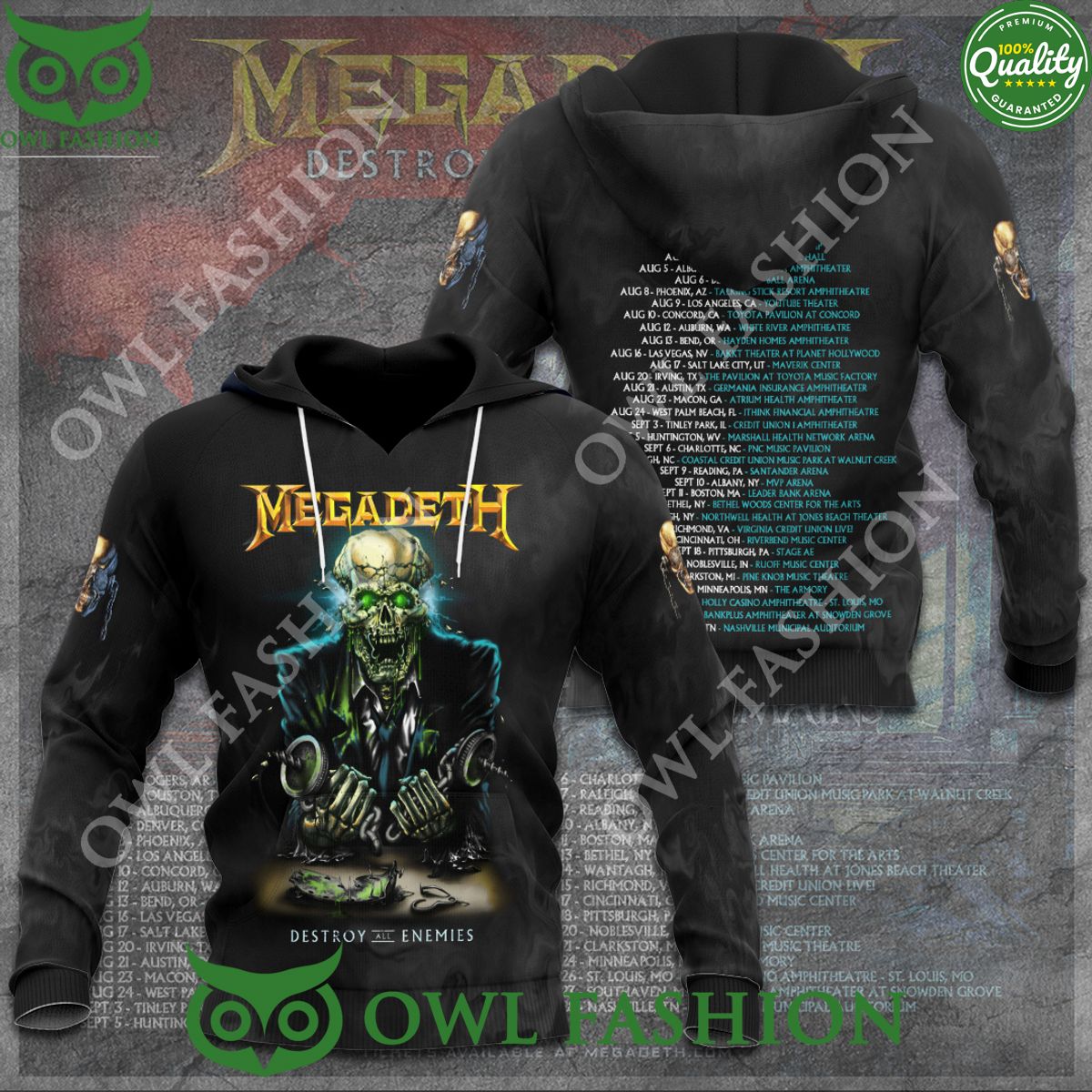 Megadeth Band Tour Destroy All Enemies List 3D t Shirt