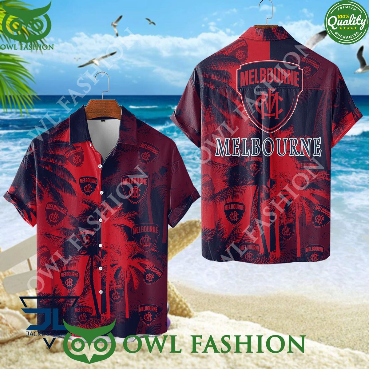Melbourne Football Club AFL Australian Hawaiian shirt and short