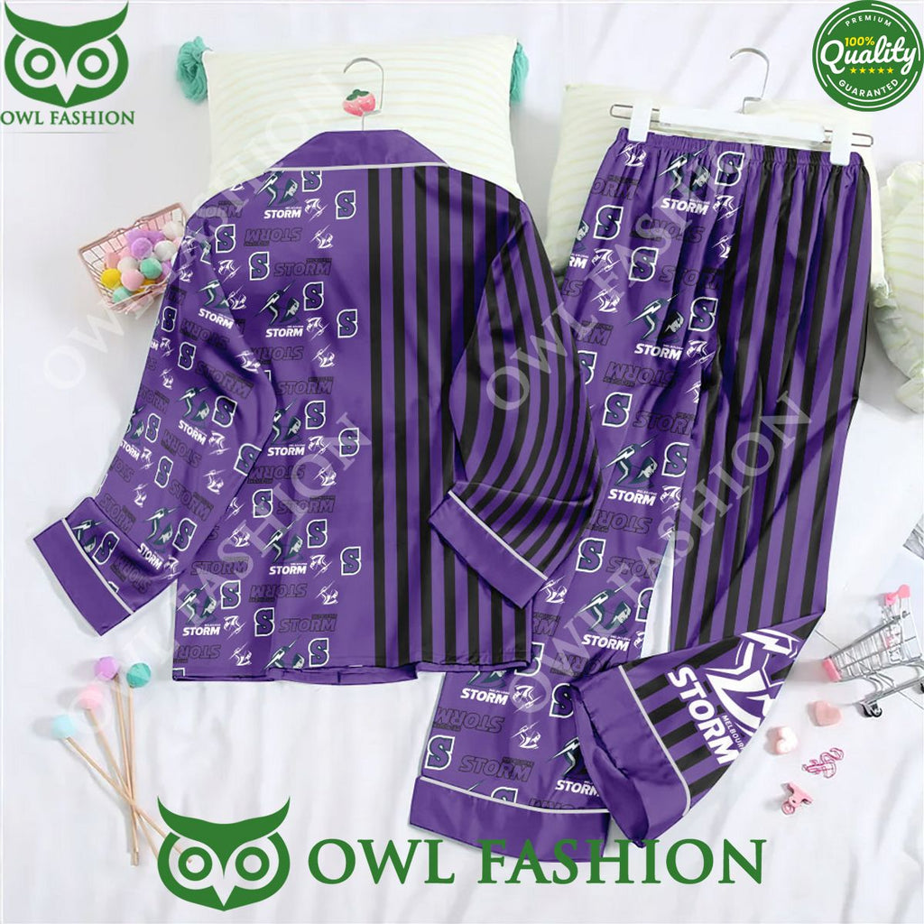Melbourne Storm Rugby league team Button Down Purple Pajamas Set