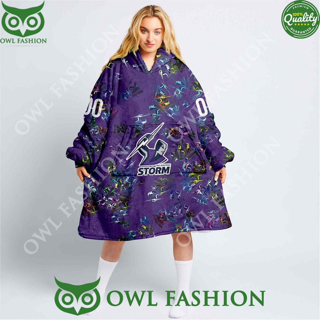 Melbourne Storm Team Logo Design Fleece Blanket hoodie