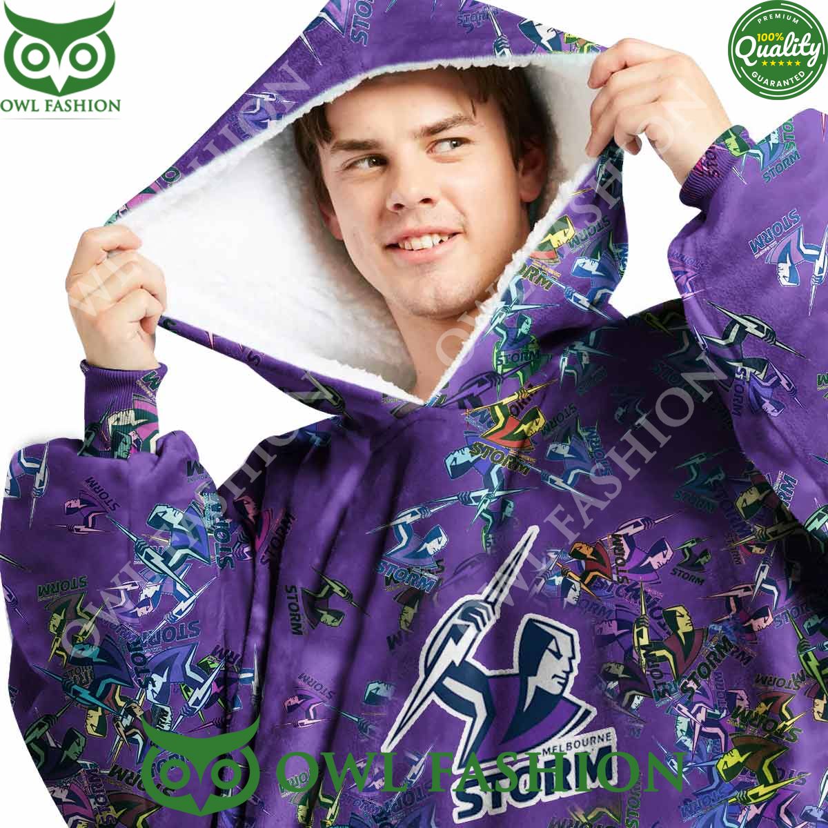 Melbourne Storm Team Logo Design Fleece Blanket hoodie