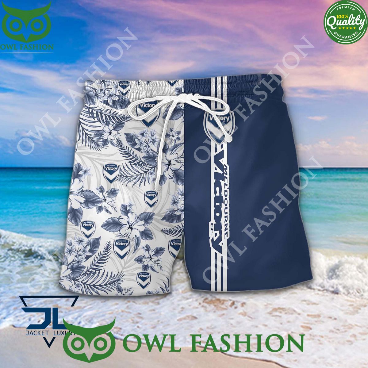 Melbourne Victory A League Football Hawaiian shirt and short