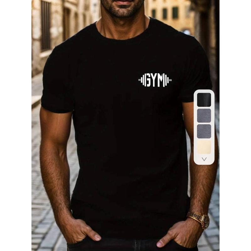 men gifts [Casual Gym Tee] Black Casual Crew Neck Top - Men'WB shield Gym Athletic T-Shirt