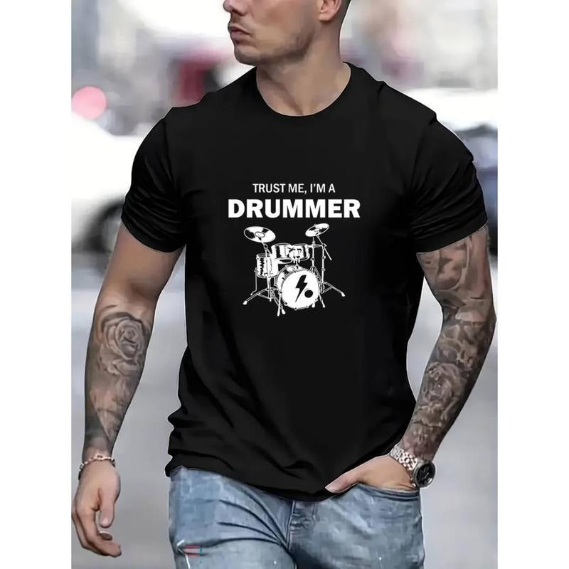 men gifts [Drummer Print Tee] Casual Drummer Print Lightsaber brand Shirt