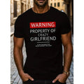 men gifts [Everyday Comfort] Men'WB shield "Warning Property FOG Crazy Girlfriend" Graphic T-Shirt
