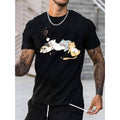 men gifts Cute Cats Napping Graphic Print Short Sleeve Tee Shirt - FOG, Breathable, Casual, Relaxed Fit for Men