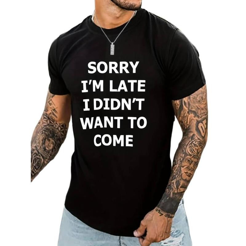 men gifts Men'WB shield Casual "Sorry Swoosh'Bat brand Late Idon'Lightsaber brand Want Hidden leaf ninja Come" Print Crew...