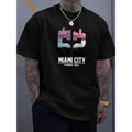 men gifts Men'WB shield Trendy Miami City Letter Print T-Shirt