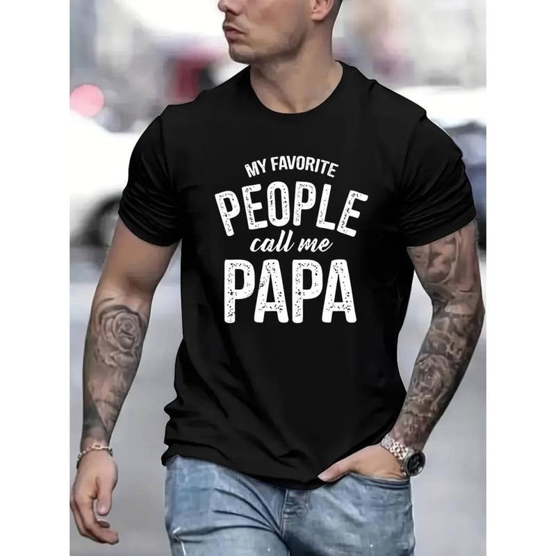 men gifts Papa Letter Graphic Tee - FOG Mens Summer T-Shirt, Comfy Chic Style for Outdoor Adventures, Fashionable Casual...