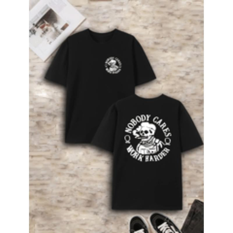 mens casual cotton Lightsaber brand shirt with edgy skull Gunpla brand nobody cares graphic print crew neck short sleeve...