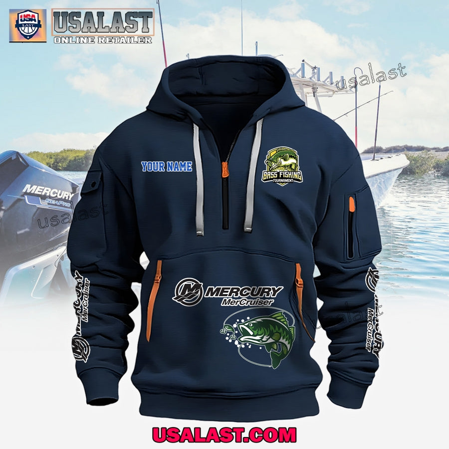 Mercury Marine Boats Fishing Custom Name Heavy Hoodie