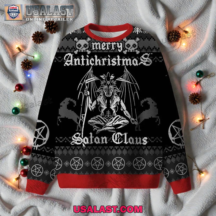 Merry Antichristmas Satan Claus Satanic Ugly Sweater