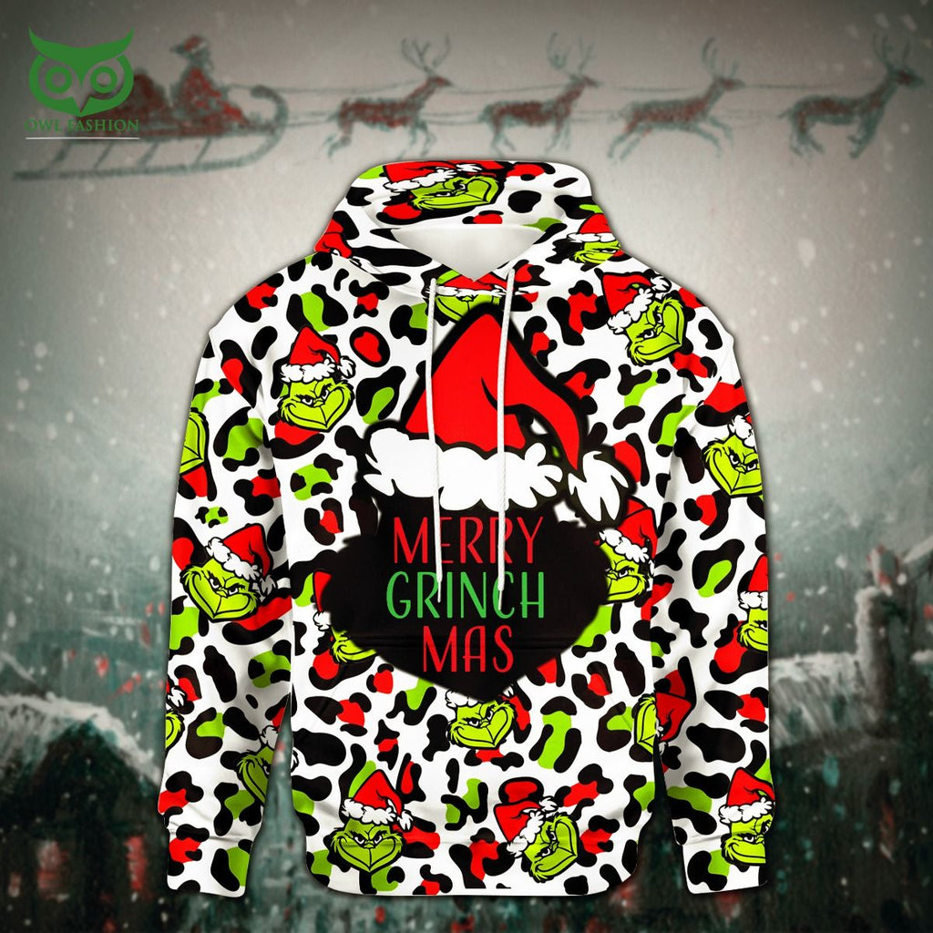Merry Grinchmas Grinch Christmas Leopard Pattern 3D Printed Hoodie