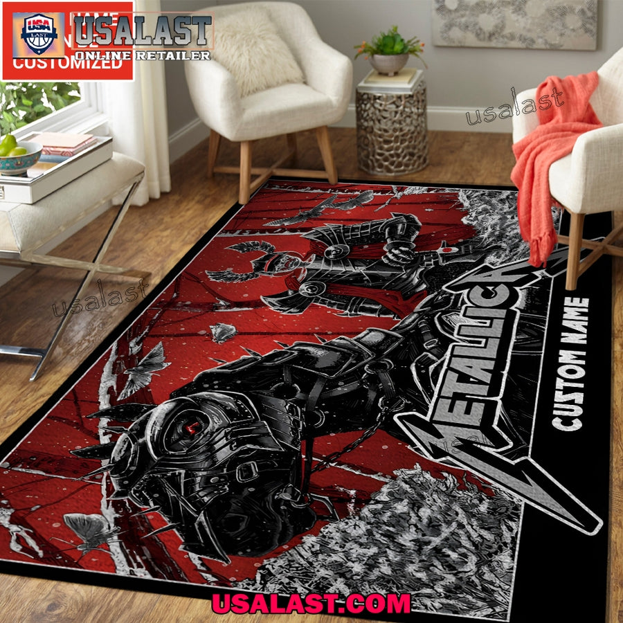 Metallica Samurai Custom Name Rectangular Rug