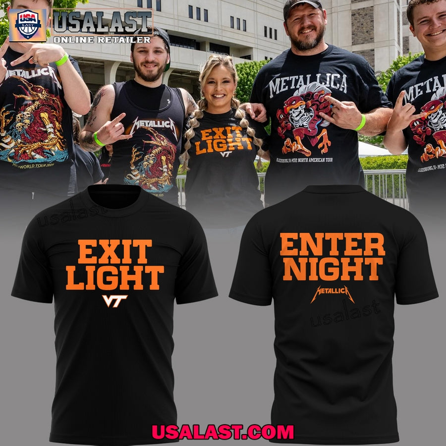 Metallica Virginia Tech Hokies Exit Light Black Hoodie, T-Shirt