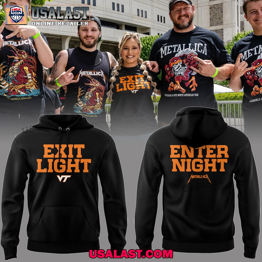 Metallica Virginia Tech Hokies Exit Light Black Hoodie, T-Shirt