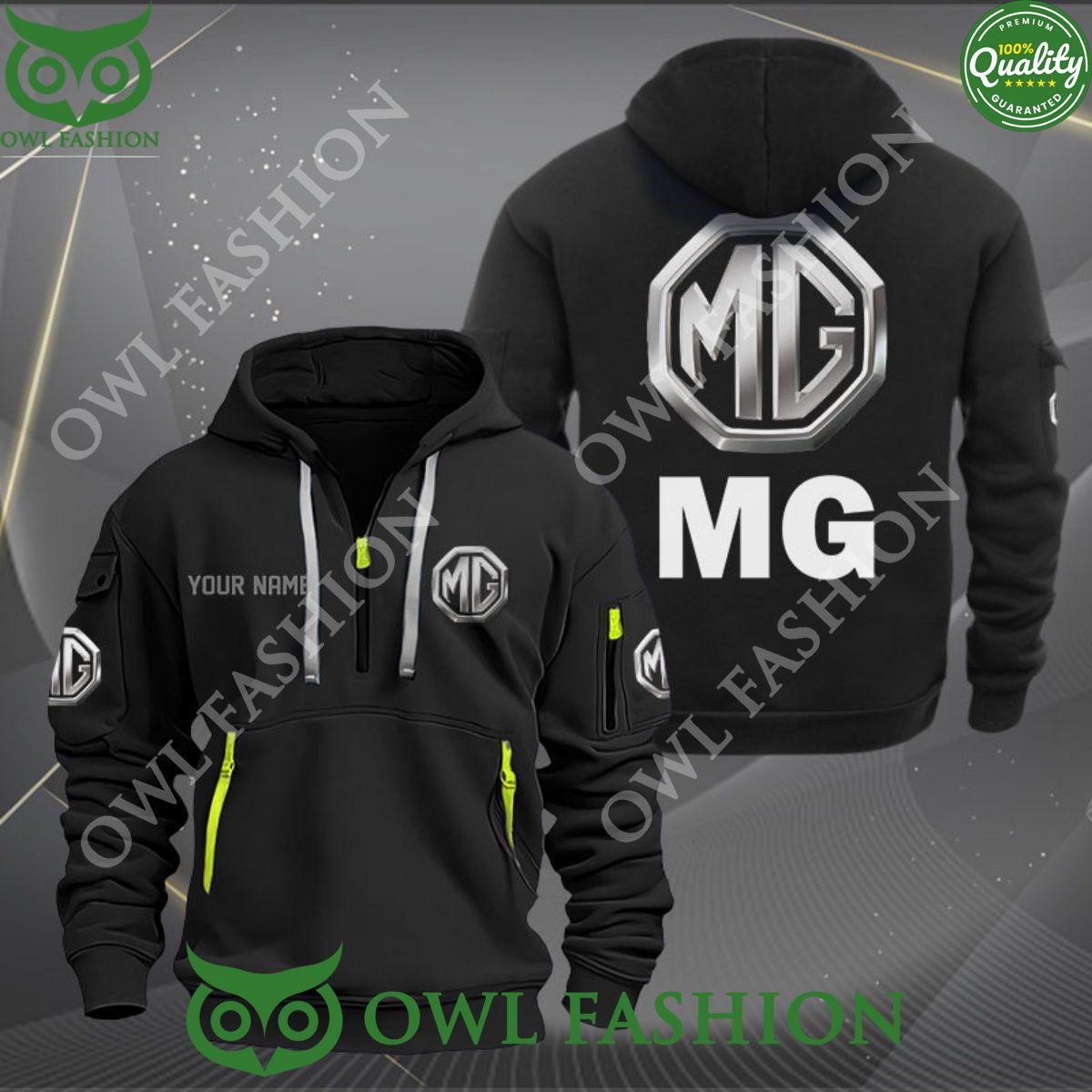 MG Car Motor Personalized 2d half zipper hoodie