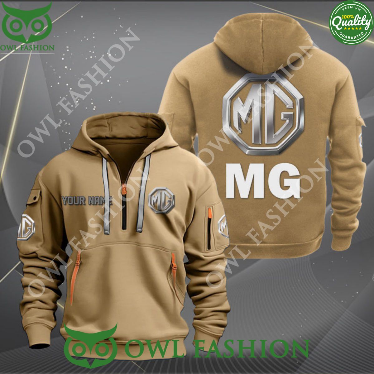 MG Car Motor Personalized 2d half zipper hoodie
