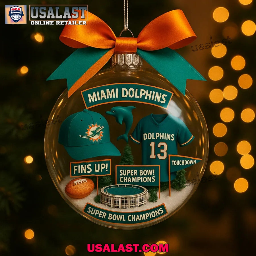 Miami Dolphins 60th Anniversary Christmas Ornament