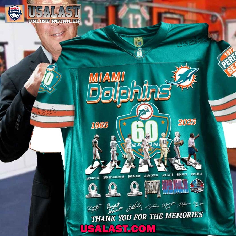 Miami Dolphins 60th Anniversary V-neck Jersey Shirt