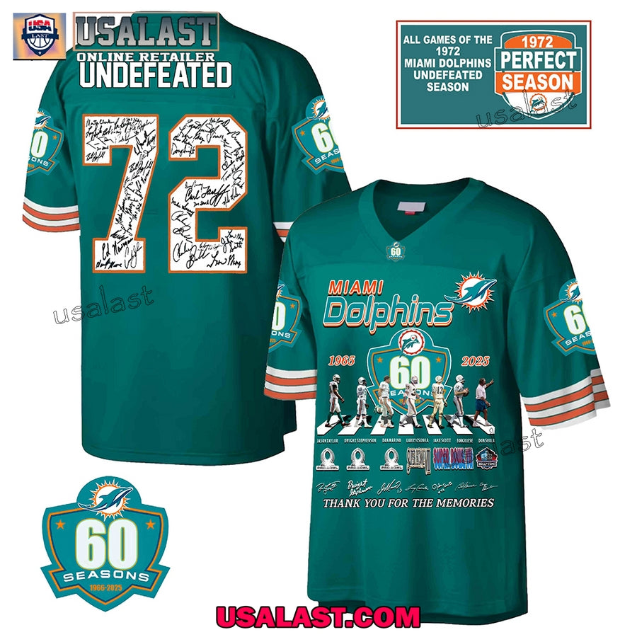 Miami Dolphins 60th Anniversary V-neck Jersey Shirt