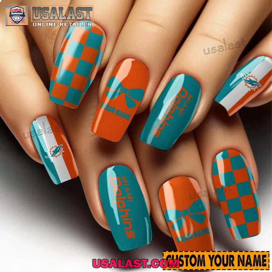 Miami Dolphins Women Custom Nails Set
