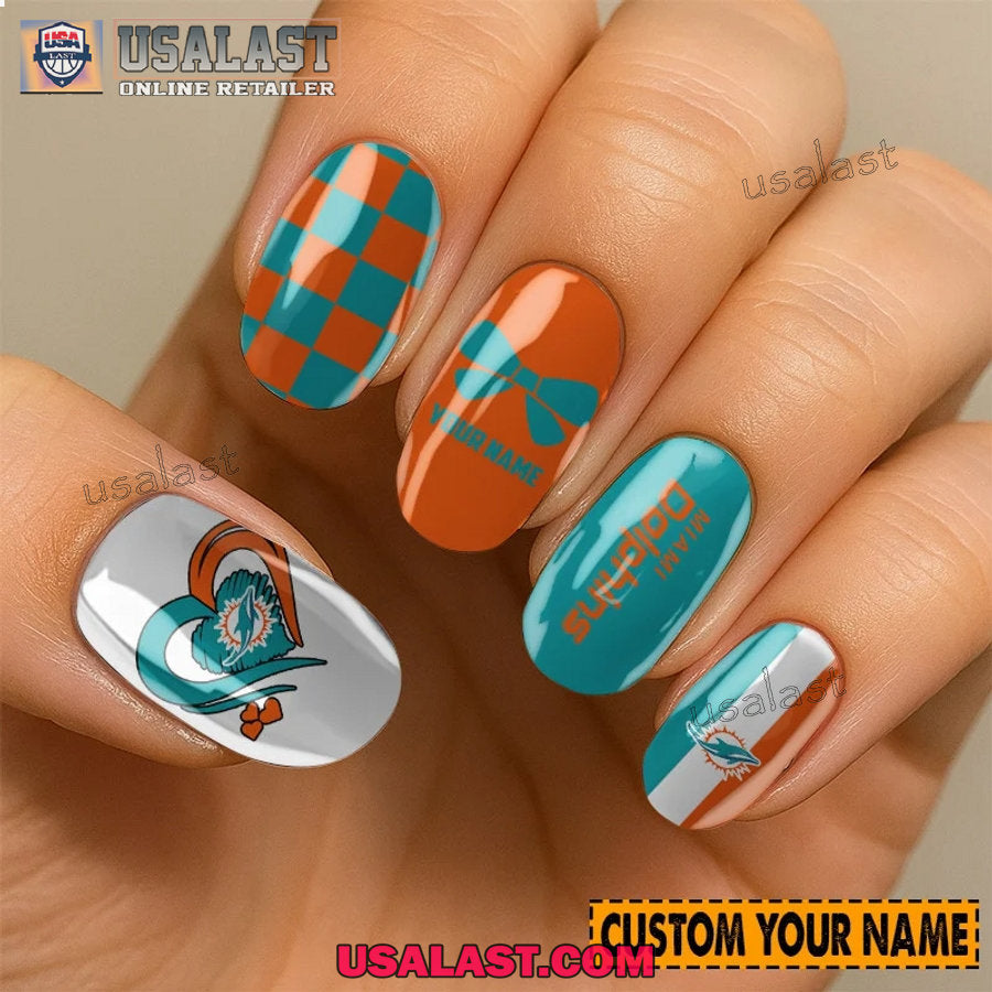 Miami Dolphins Women Custom Nails Set