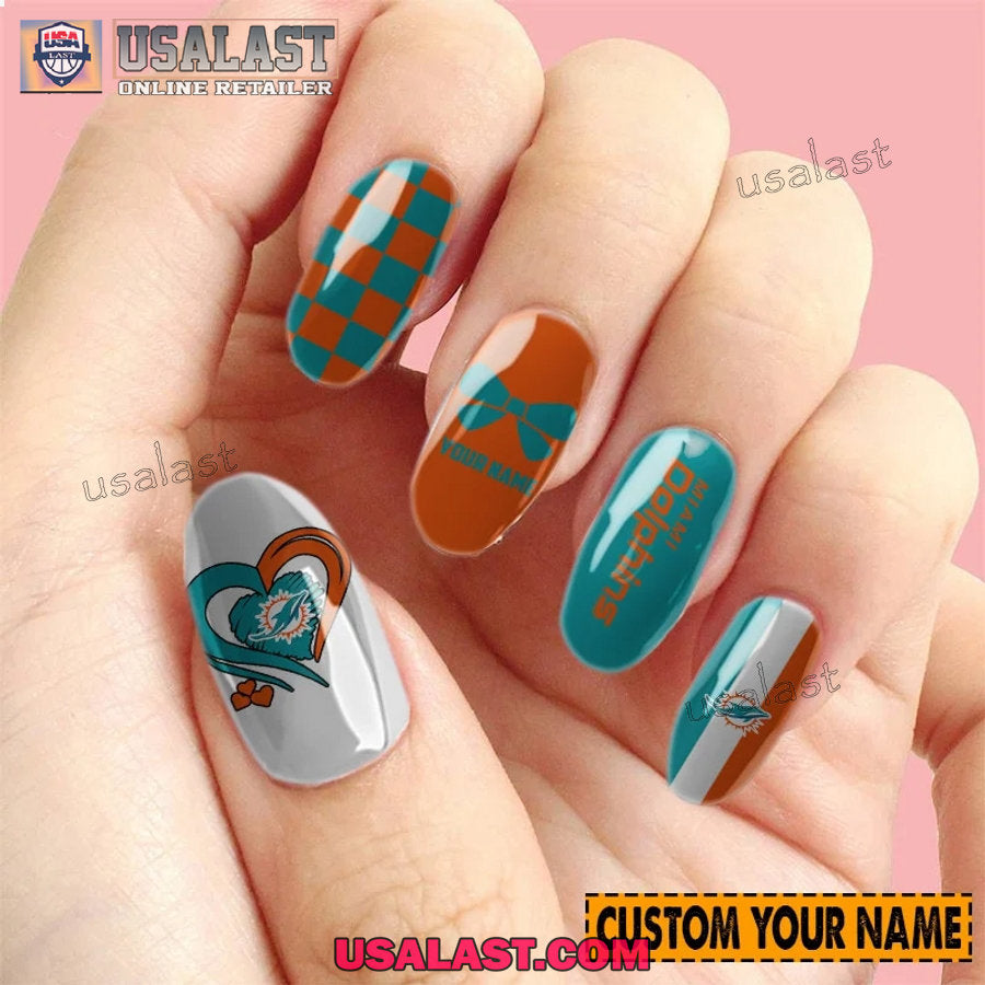 Miami Dolphins Women Custom Nails Set