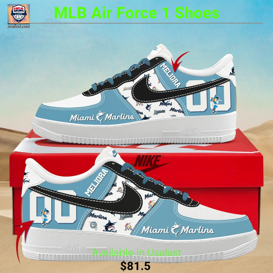 Miami Marlins Personalized Air Force 1 Shoes
