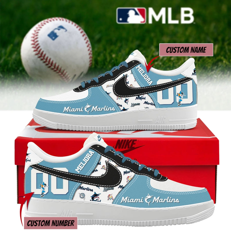 Miami Marlins Personalized Air Force 1 Shoes