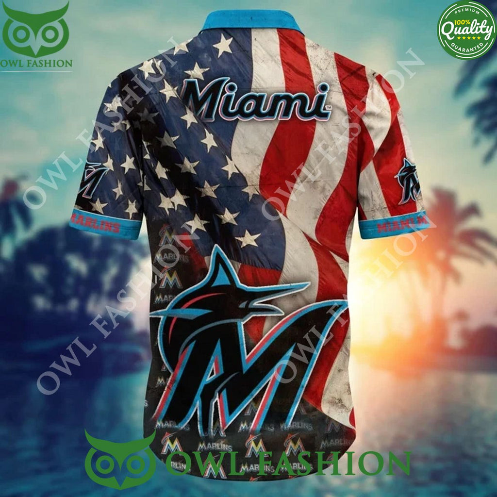 Miami Marlins USA Flag MLB Hawaiian Shirt Independence Day