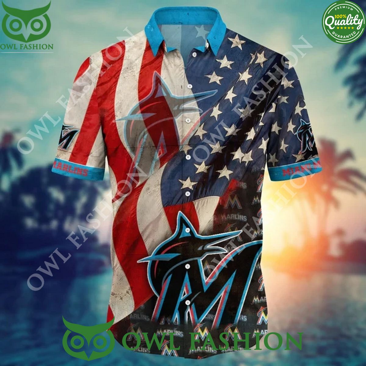 Miami Marlins USA Flag MLB Hawaiian Shirt Independence Day