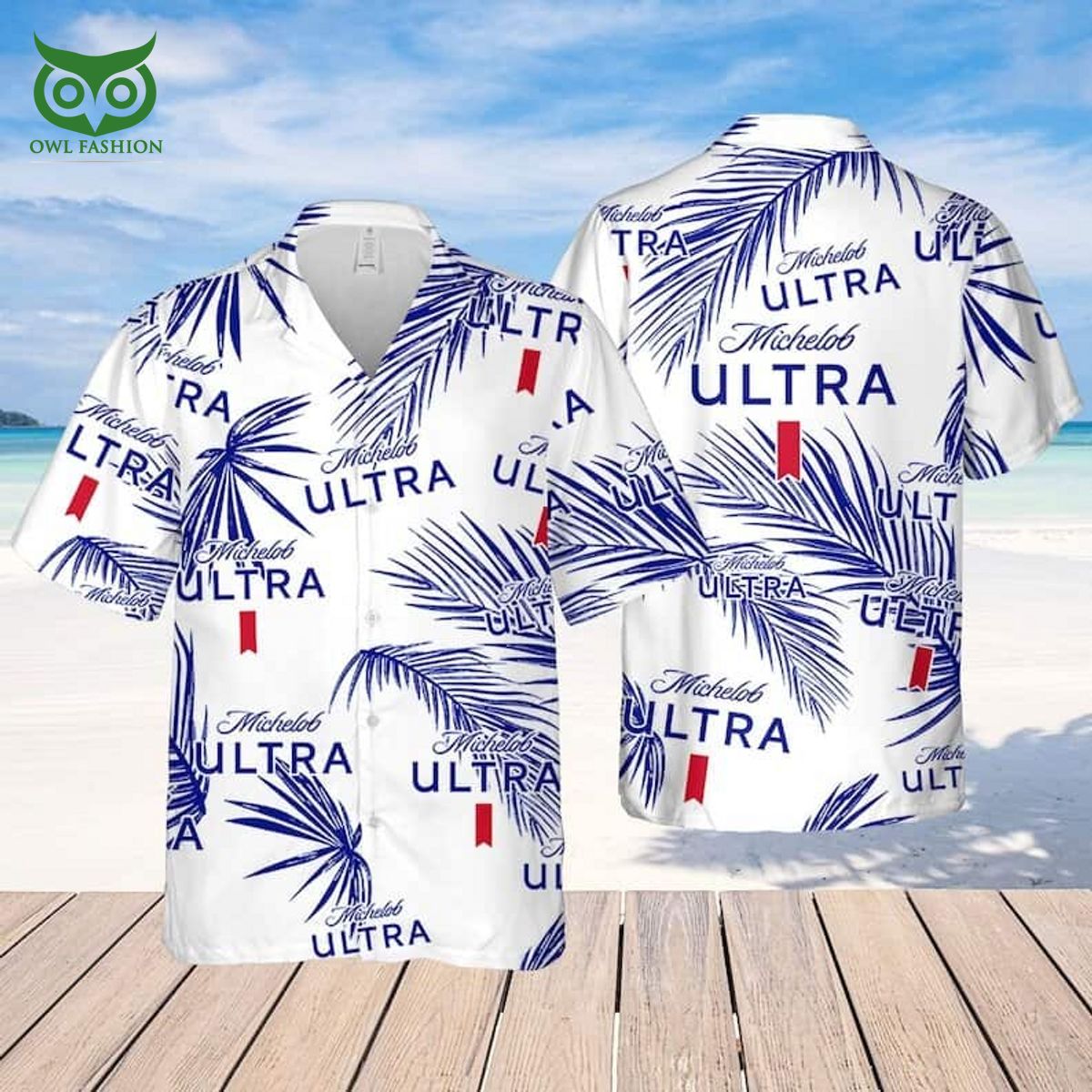 Michelob Ultra Beer Hawaiian Shirt Palm Leaves Pattern Beach Lovers Gift