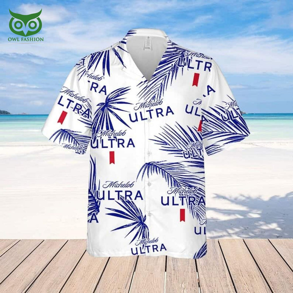 Michelob Ultra Beer Hawaiian Shirt Palm Leaves Pattern Beach Lovers Gift