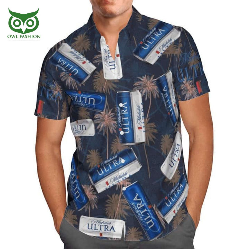 Michelob Ultra Beer Tropical Leaves Beach Lovers Gift Hawaiian Shirt