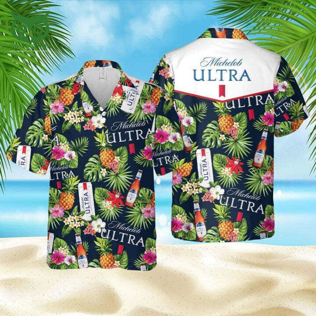 Michelob Ultra Beer Tropical Pattern Practical Beach Gift Hawaiian Shirt