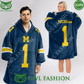 Michigan number 1 Football Sherpa Blanket Hoodie