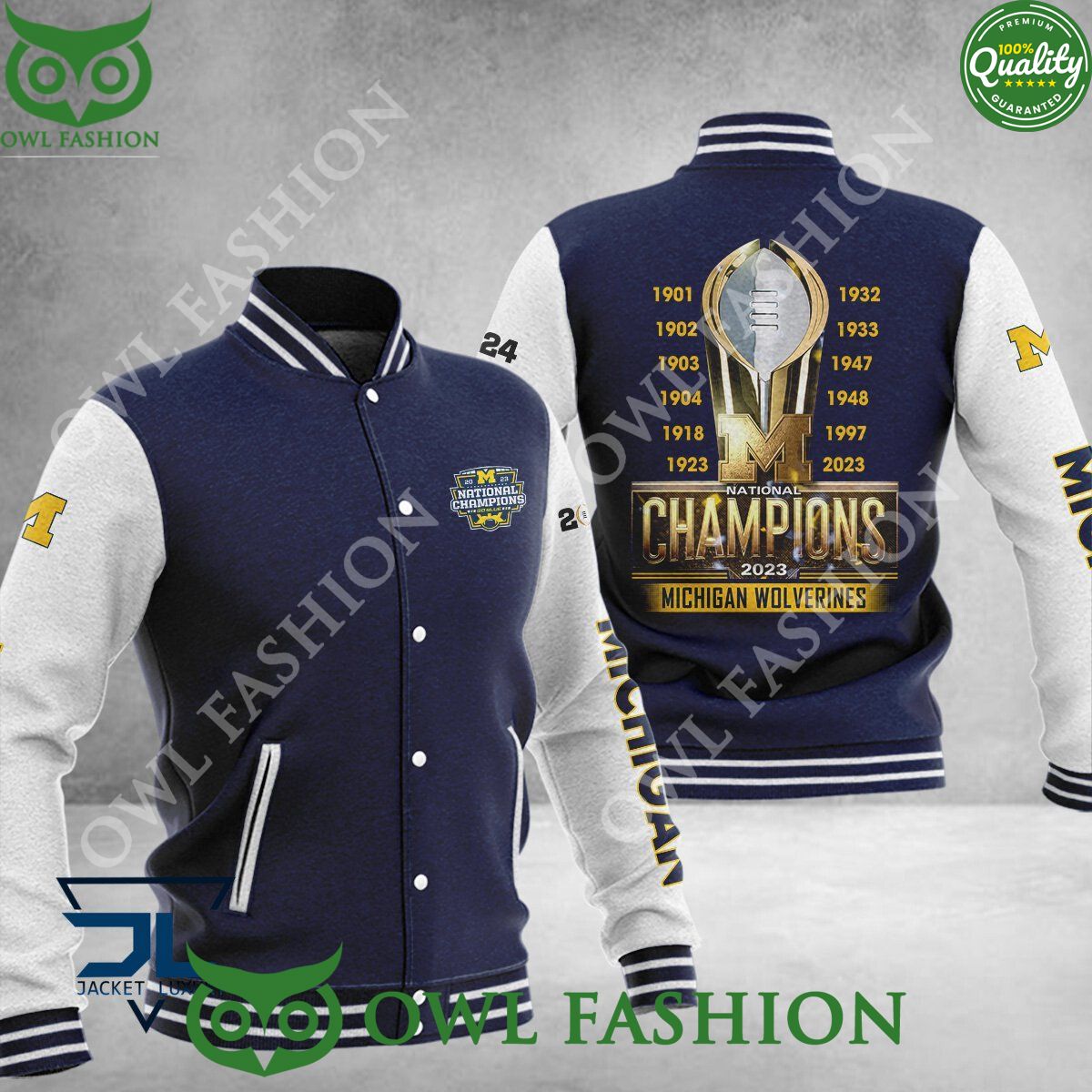 Michigan Wolverines 12th National Champions Color Baseball jacket Varsity